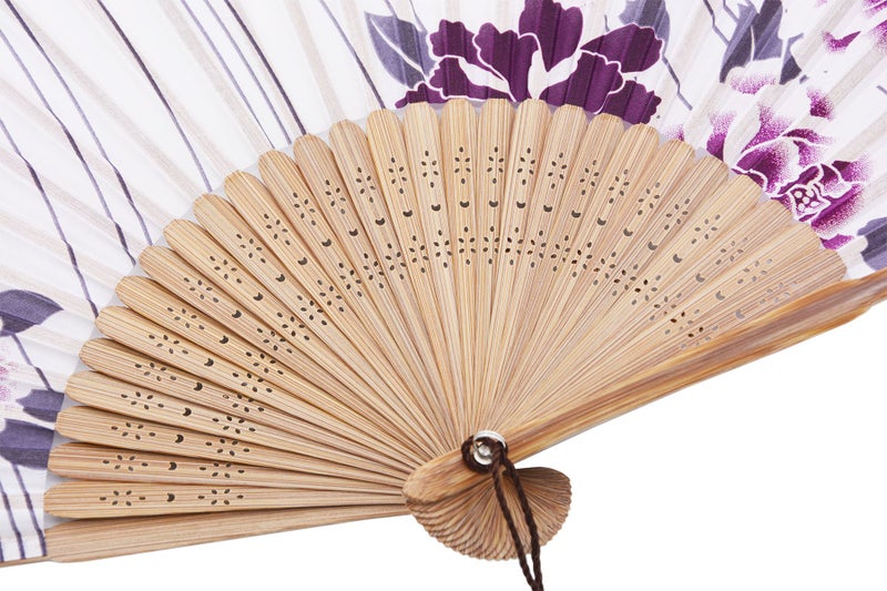Amajiji 8.27"(21cm) Hand Held Bamboo Silk Folding Fan Hand Fan,Chinese/Japanese Charming Elegant Vintage Retro Style,Women Ladys Girls Best Gifts (LXHS1) - Image 5